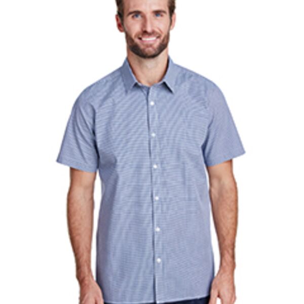 Men's Microcheck Gingham Short-Sleeve Cotton Shirt Thumbnail